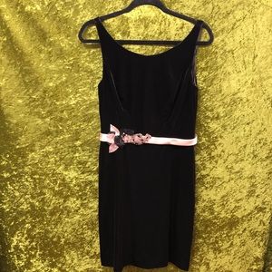 Cocktail Length Black Velvet Bridesmaid Dress by Alfred Angelo size 8